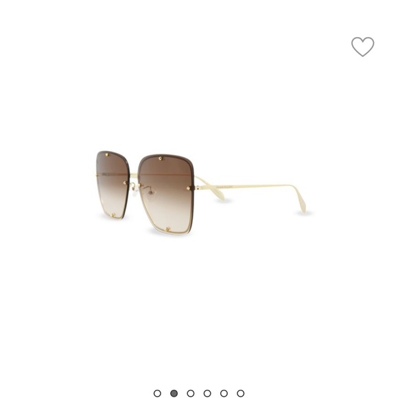 ALEXANDER MCQUEEN 63MM GILD SQUARE STUDDED SUNGLASSES